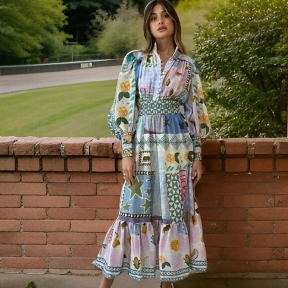 Boutique Patchwork Maxi Dress NWT Similar to Alemais- This looks like Alemais - Picture 1 of 5